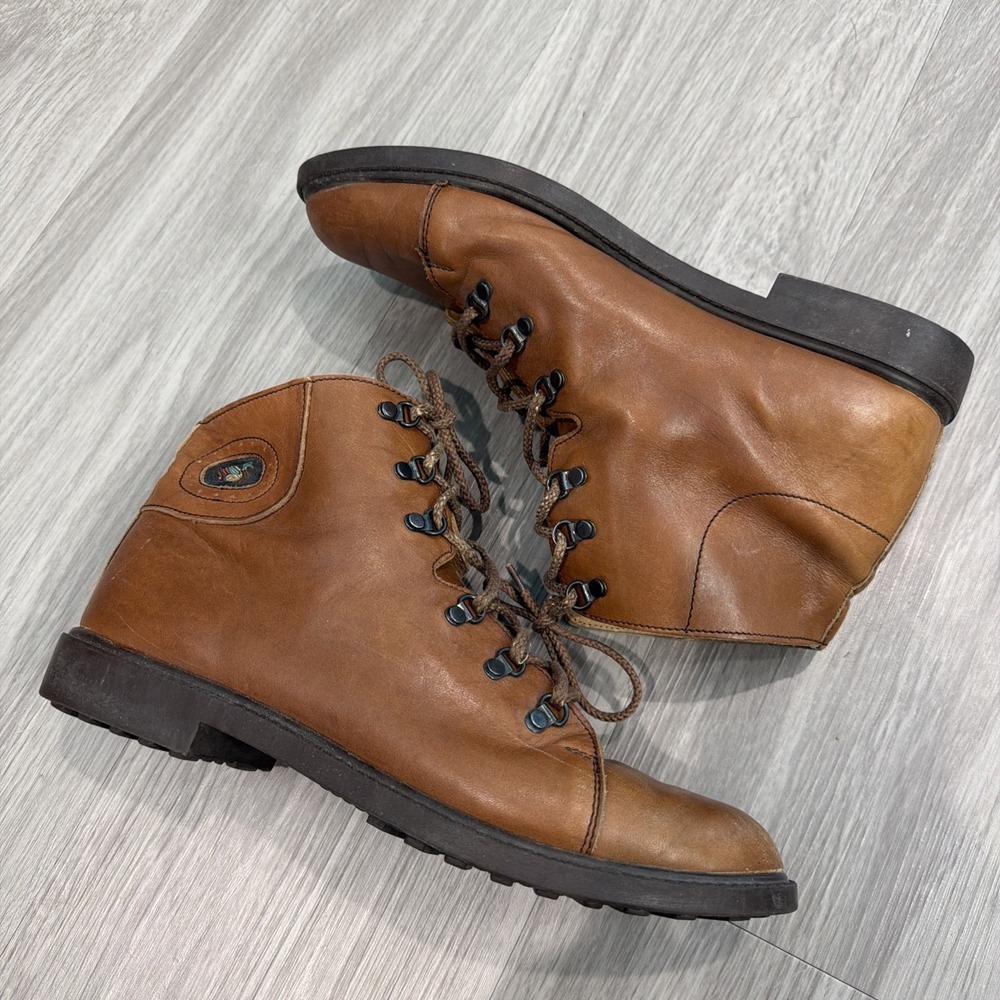 Vtg Romanian Waterfowl Mallard Duck Gorpcore Leather Lace Up Size 10 Hike Camp